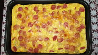 Запеканка с сосисками