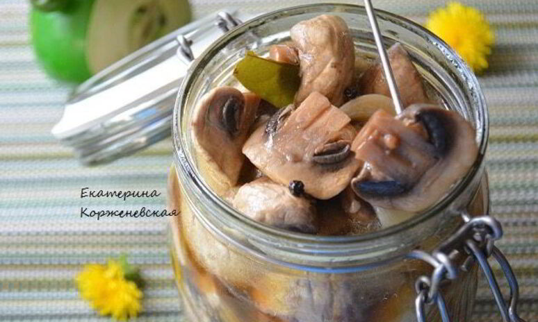 Рецепт маринованных шампиньонов 4-х минутки
