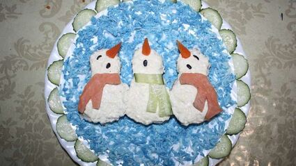 бутерброды поющие снеговики в шарфиках