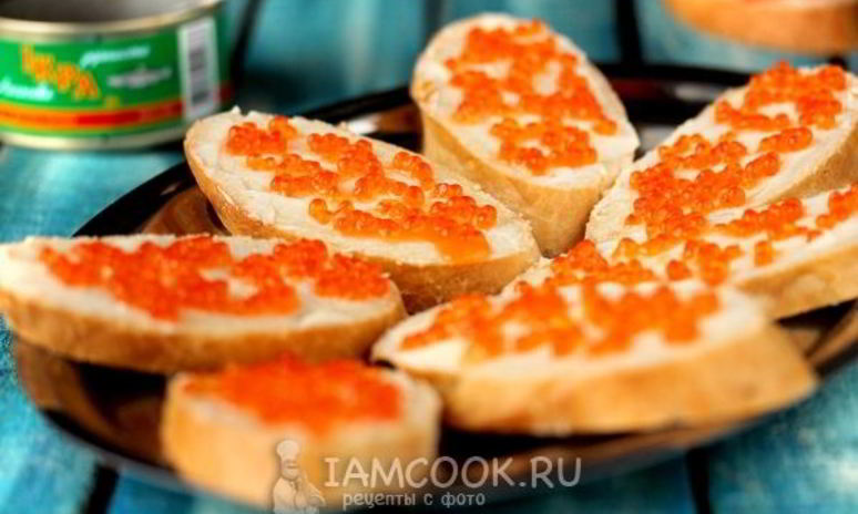 Рецепт бутербродов с красной икрой