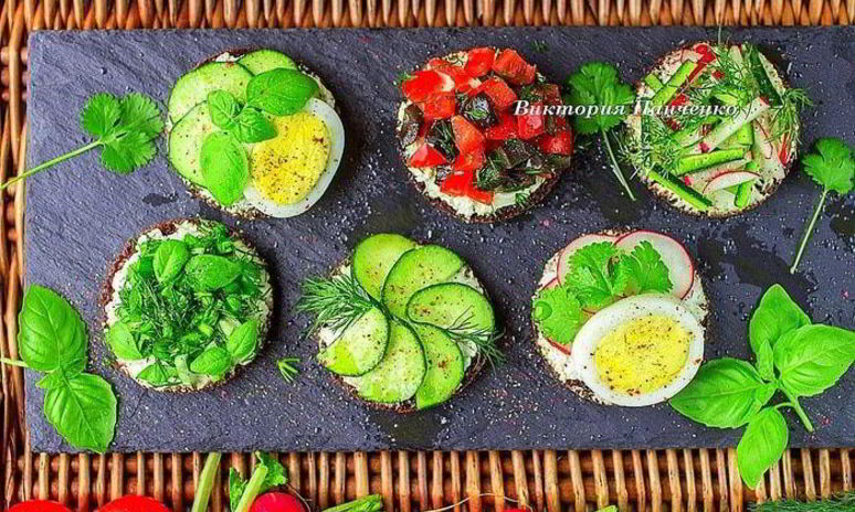 Рецепт бутербродов с овощами и зеленью