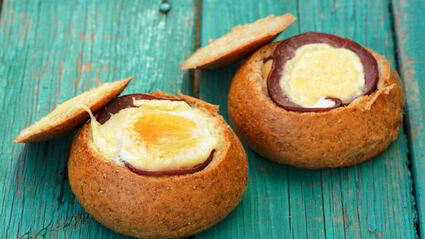 запеченные бутерброды с яйцом и ветчиной