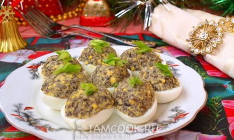 Рецепт яиц фаршированных грибами