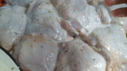 куриные бедра маринованные в кефире, с картошкой