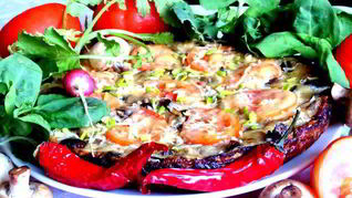 Фриттата из баклажанов с грибами