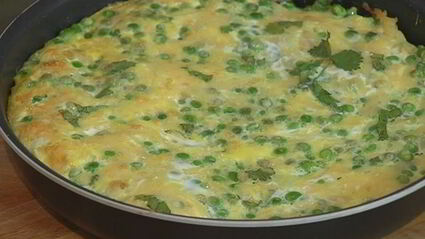 фриттата с зеленым горошком и картофелем