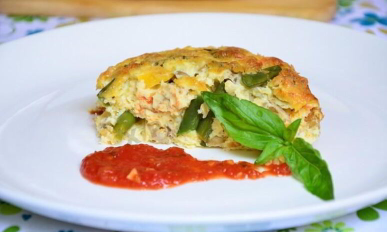 Рецепт фриттаты со стручковой фасолью помидорами черри и грибами