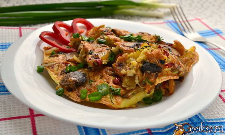 Рецепт омлета с картофелем и грибами