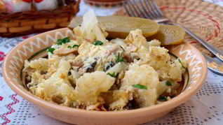 Омлет с цветной капустой и шампиньонами