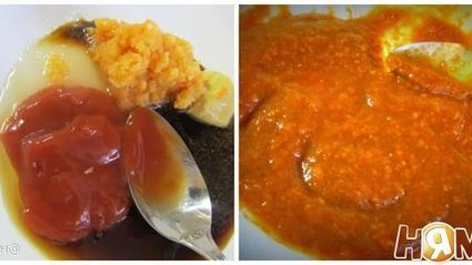 омусоба — японский омлет с овощам и соусом тонкацу