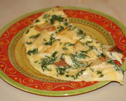 Пышный омлет с гренками