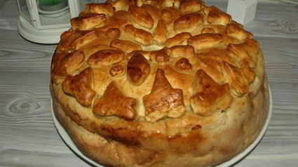 паштет из индейки с грибами, запеченный в хлебной корочке