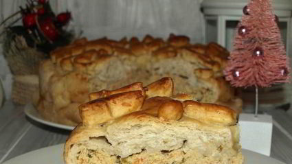 паштет из индейки с грибами, запеченный в хлебной корочке