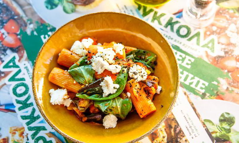 Рецепт ригатоней с печеным баклажаном и домашней рикоттой