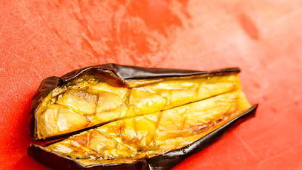 ригатони с печеным баклажаном и домашней рикоттой