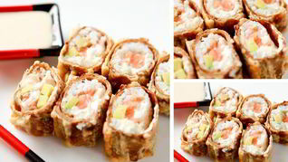 Горячий ролл — Росу Драгон маки с цитрусовым соусом спайс