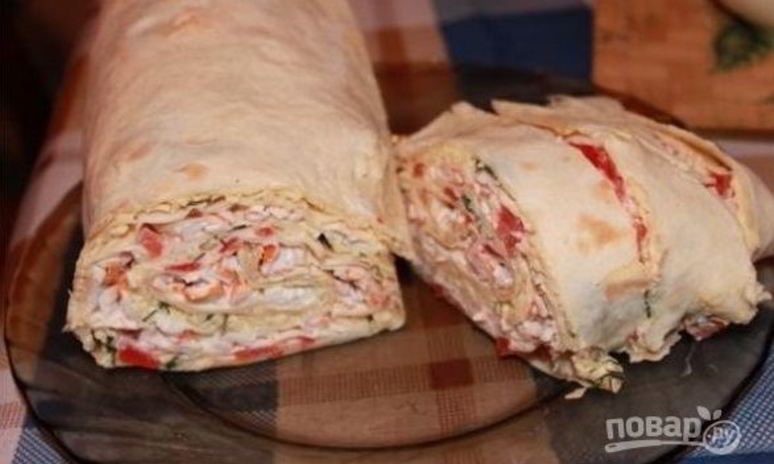 Рецепт роллов из лаваша с крабовыми палочками