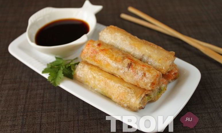 Рецепт спринга-роллов с креветками и свининой