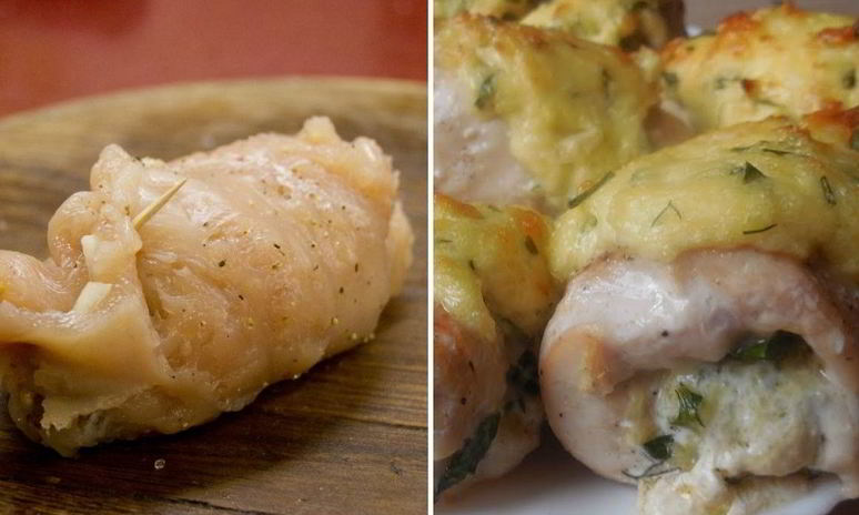 Рецепт куриных рулетиков с сыром в духовке