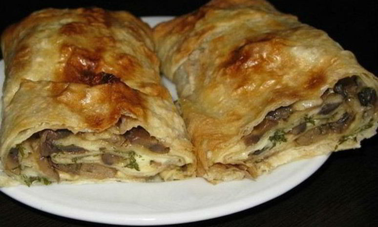 Рецепт рулета из лаваша с грибами