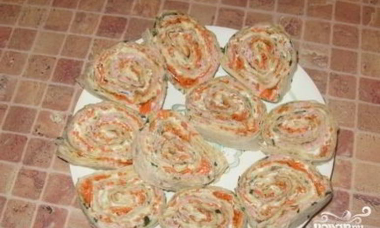 Рецепт рулета из лаваша с колбасой
