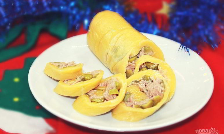 Рецепт сырного рулета с тунцом
