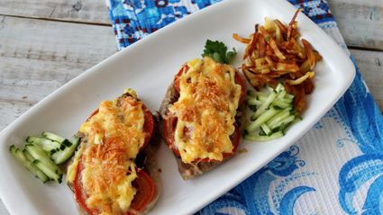 свинина грибы помидоры сыр в духовке