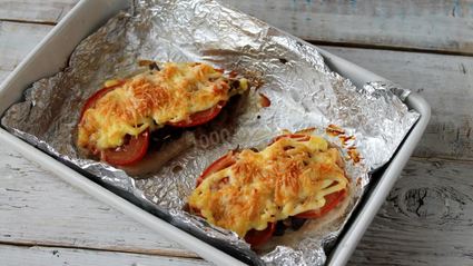 свинина грибы помидоры сыр в духовке