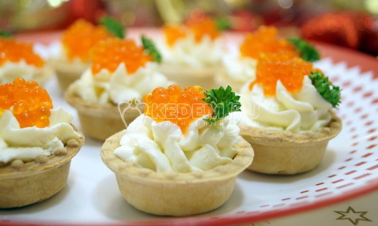 Рецепт тарталеток с красной икрой
