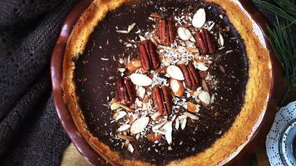 кофейные оттенки — миндальный тарт с шоколадным ганашем