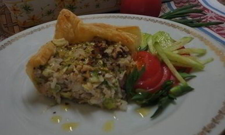 Рецепт тарта с цукини, рисом и орехами