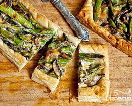Тарт со спаржей, грибами и сыром