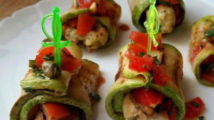 закуска из кабачков с рыбой на шпажках