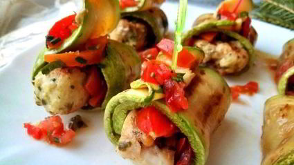 закуска из кабачков с рыбой на шпажках