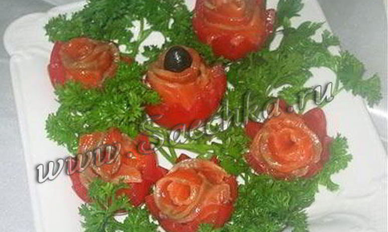 Рецепт закуски цветы из помидор