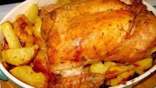 Запеченная маринованная курица